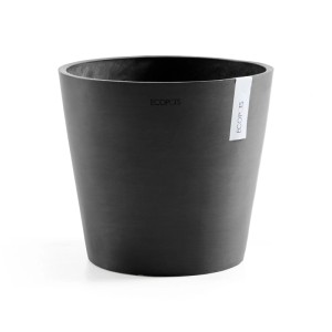 Dunkelgrauer Ecopots Pflanztopf Amsterdam, 30x26 cm, für Innen- und Außenbereich.
