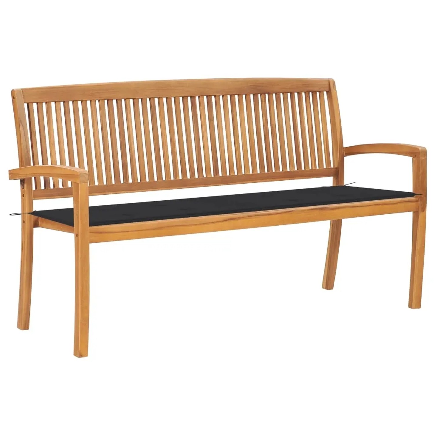 vidaXL Stapelbare Gartenbank mit Auflage 159 cm Massivholz Teak 3063306