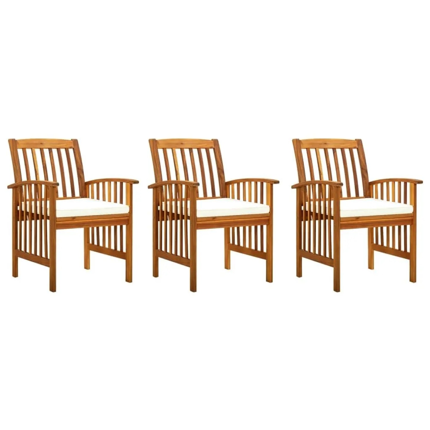 vidaXL Garten-Essstühle 3 Stk mit Kissen Massivholz Akazie 312129