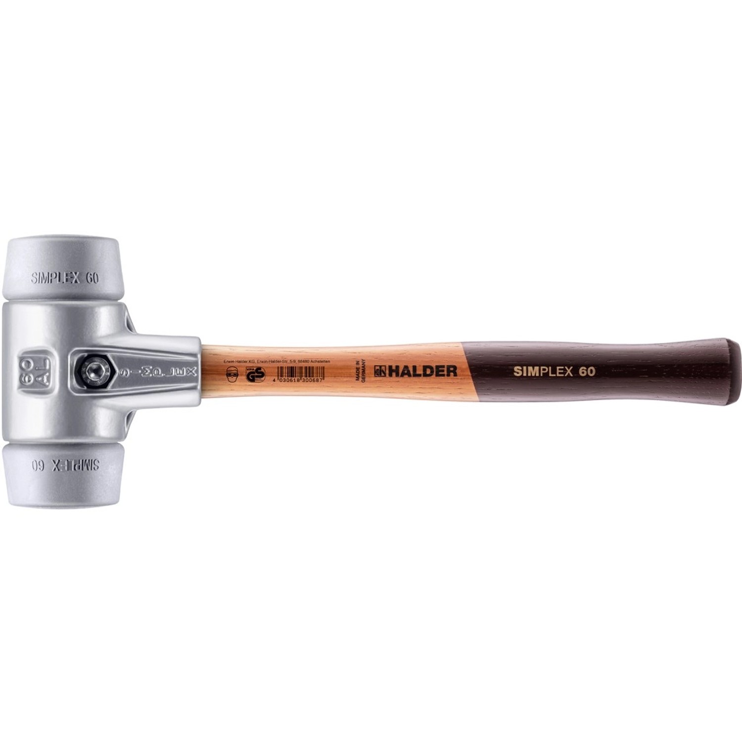 Halder Simplex Schonhammer Ø 60 mm TPE-mid Grau mit Aluminiumgehäuse günstig online kaufen