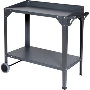 Floraworld Pflanzwagen in Anthrazit, 95x55x81 cm, mit Ablageboden und Rollen für Gartendekoration.