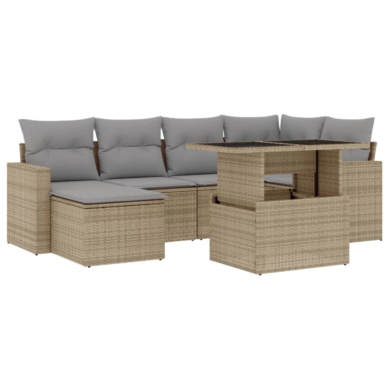 vidaXL 7-tlg Garten-Sofagarnitur mit Kissen Beige Poly Rattan Modell 405 günstig online kaufen