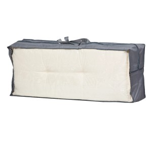 Graue Mehr Garten Premium Auflagentasche 130x32x50cm mit Kissen.