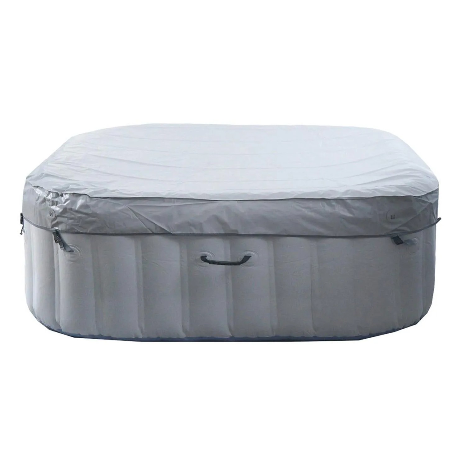 Grau-blauer, eckiger MCW Whirlpool N97 für 6 Personen, beheizbar und aufblasbar, mit Abdeckung.