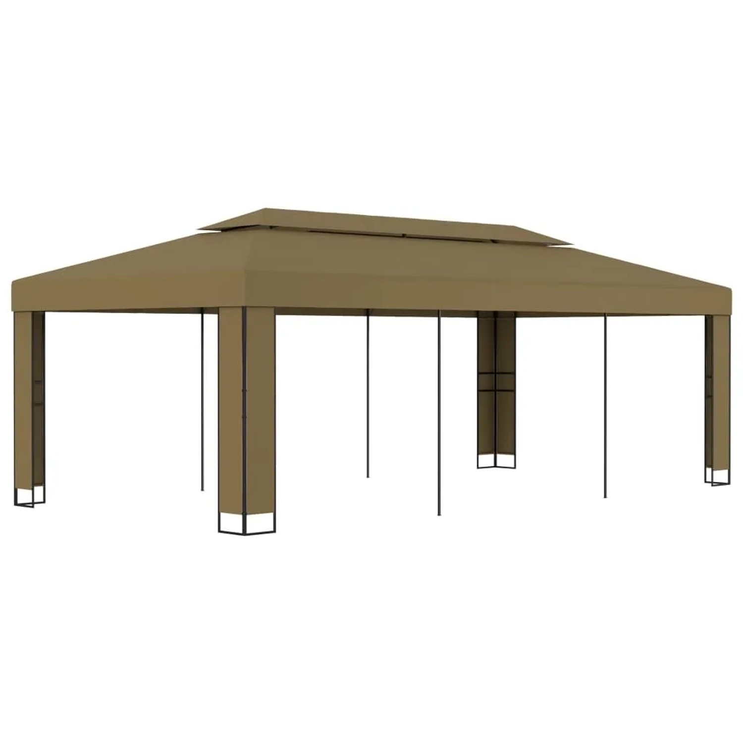 vidaXL Pavillon mit Doppeldach 3x6 m Taupe 180 g/m² 312219