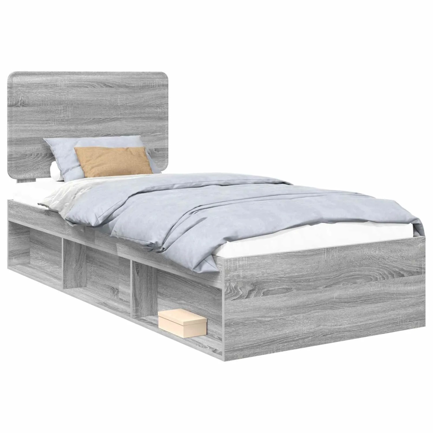 vidaXL Bettrahmen Grau Sonoma 75 x 190 cm Massives Kiefernholz 3412556