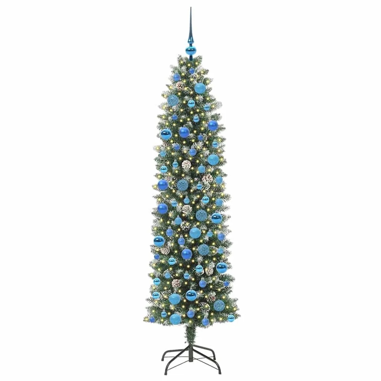 vidaXL Künstlicher Schlanker Weihnachtsbaum Grün und Weiß 180 cm 3395300