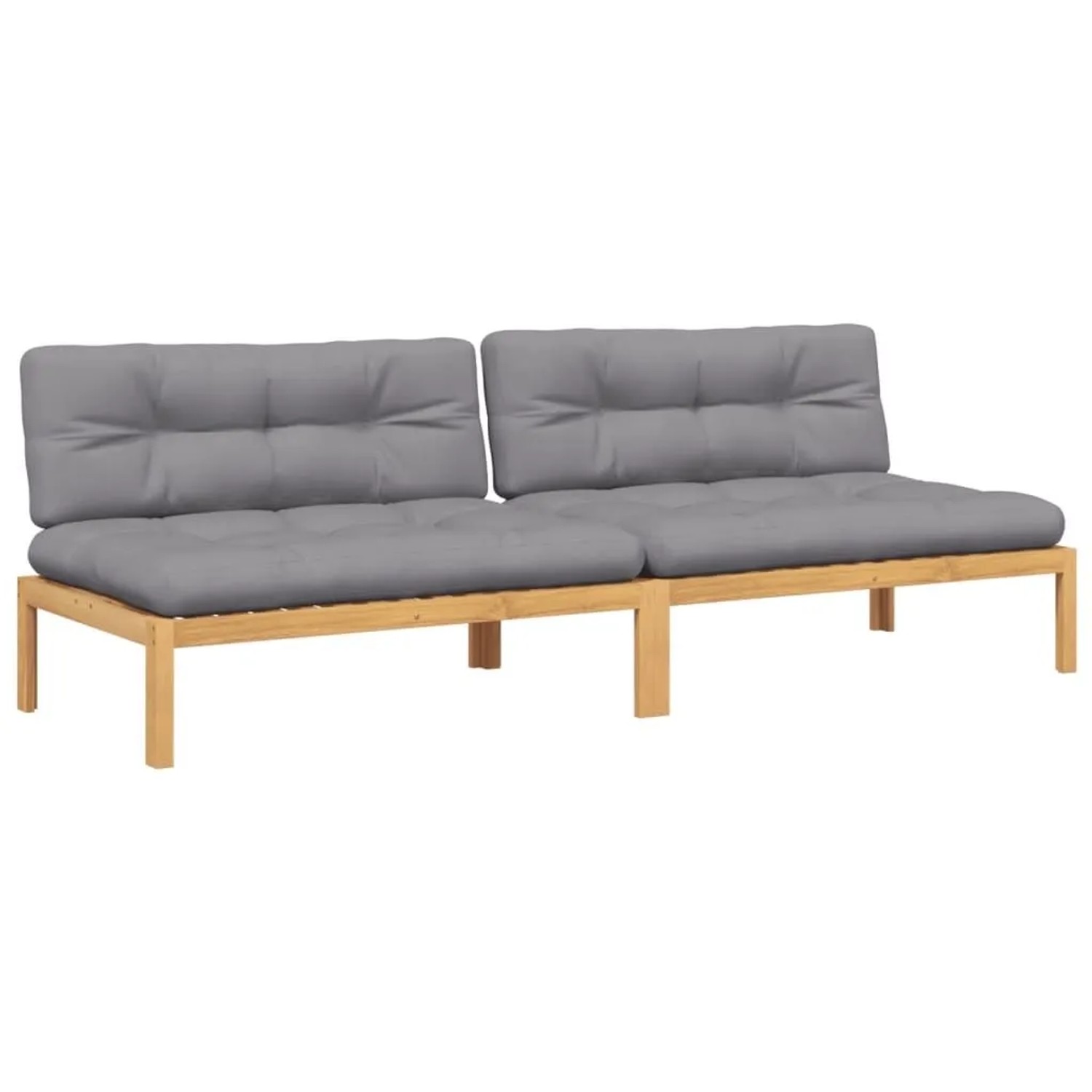 vidaXL Garten-Mittelsofas aus Paletten 2 Stk mit Kissen Akazienholz 3209356