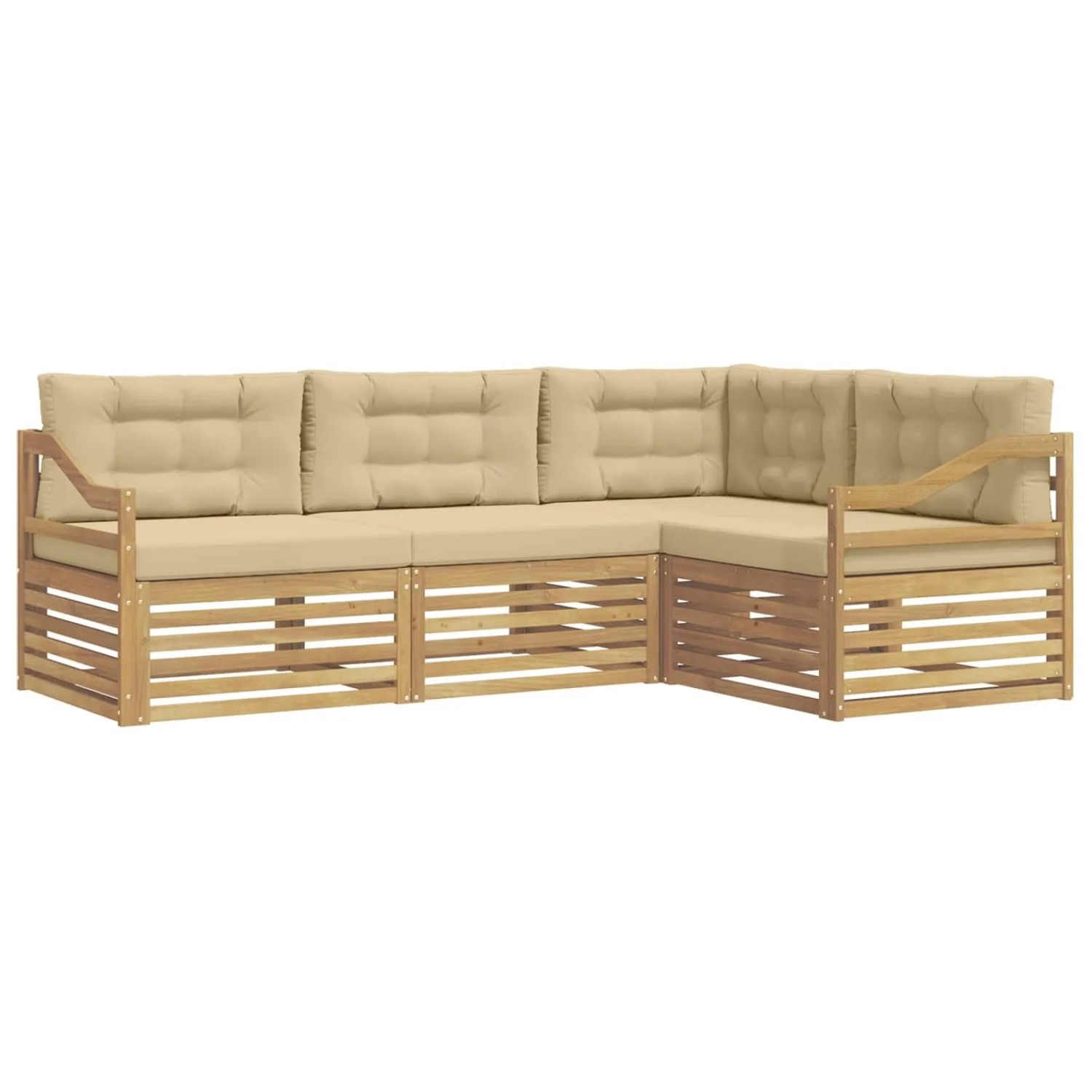 vidaXL Outdoor-Sofagarnitur 4 Stk Weiß und Beige 245,5 x 166,5 x 73 cm 3390423