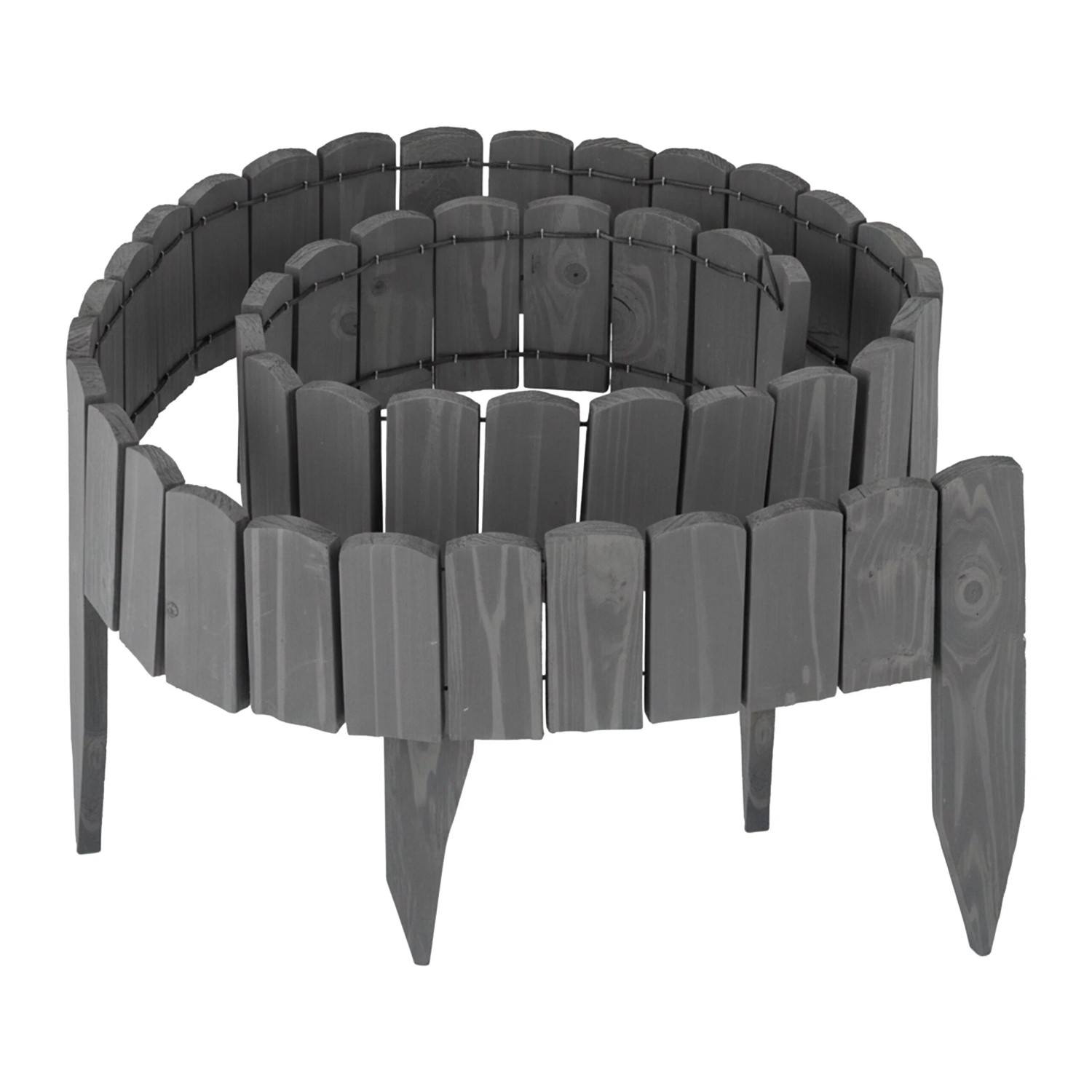Relaxdays Beeteinfassung Tannenholz Dunkelgrau Flexibel 200 cm x 10 cm
