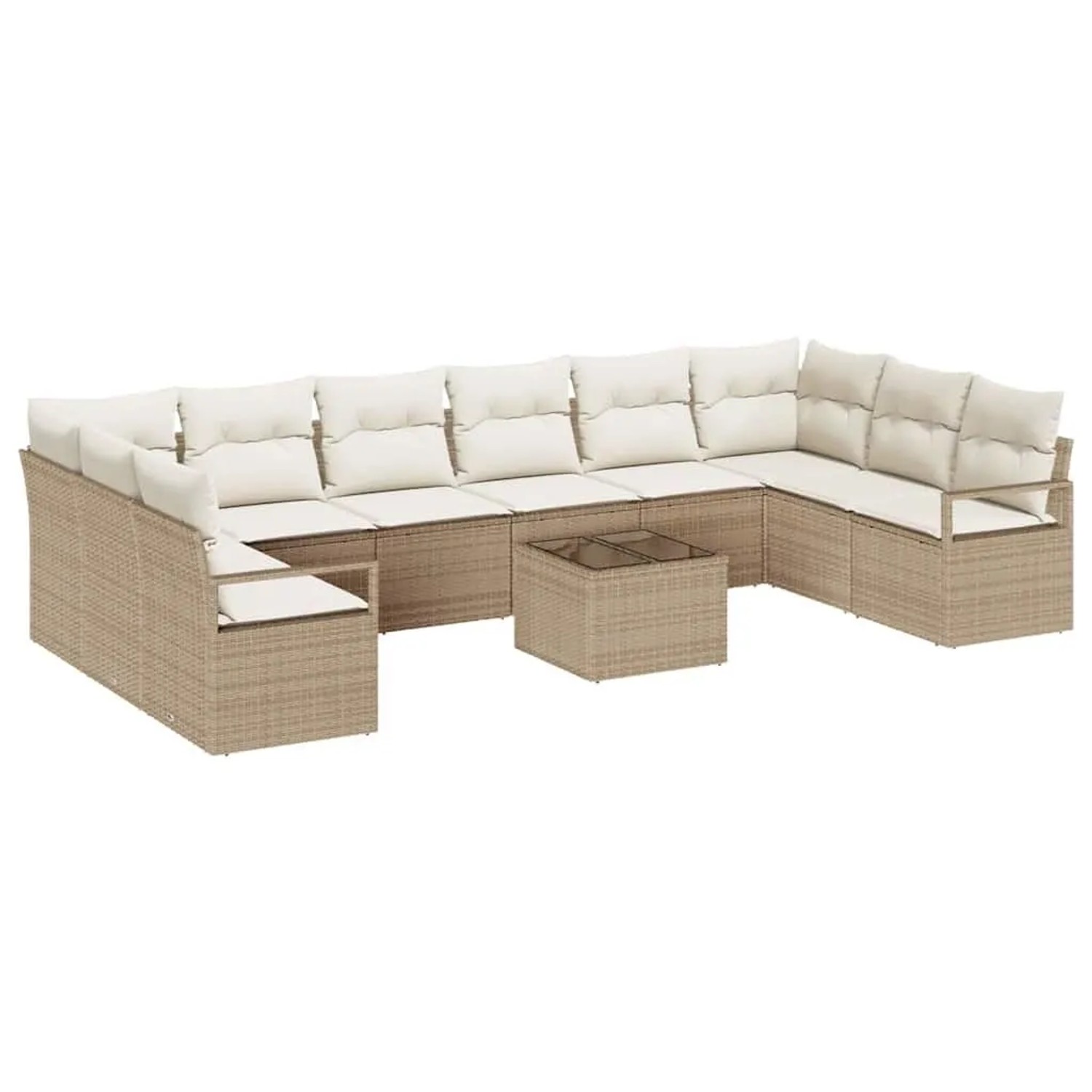vidaXL Gartensofa-Set mit Kissen 11 Stk Beige und Creme Poly-Rattan 3355240 günstig online kaufen