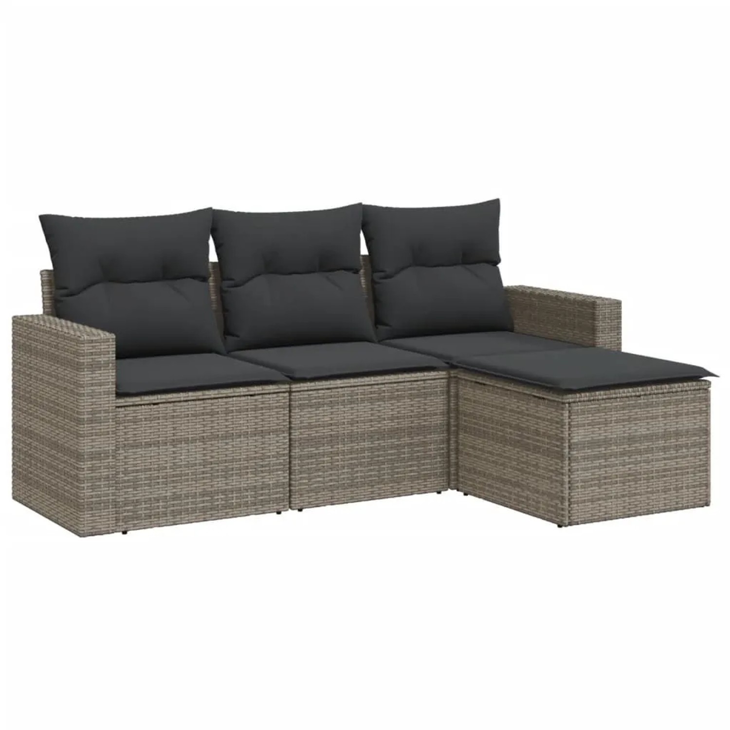 vidaXL 4-Tlg Garten-Sofagarnitur mit Kissen Grau Poly Rattan 3251207 günstig online kaufen