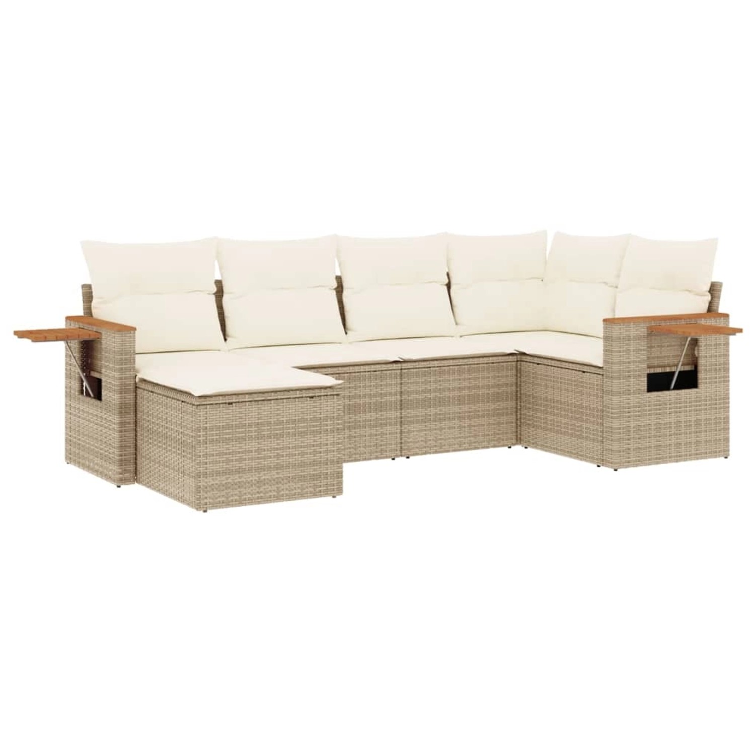 vidaXL 6-Tlg Garten-Sofagarnitur mit Kissen Beige Poly Rattan 3227017 günstig online kaufen