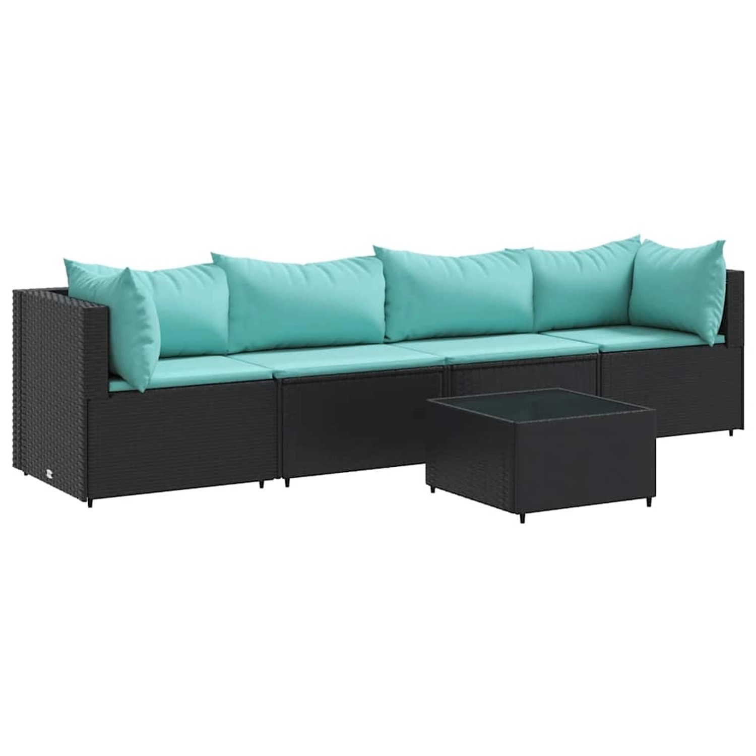 vidaXL 5-Tlg Garten-Lounge-Set mit Kissen Schwarz Poly Rattan 3308012 günstig online kaufen