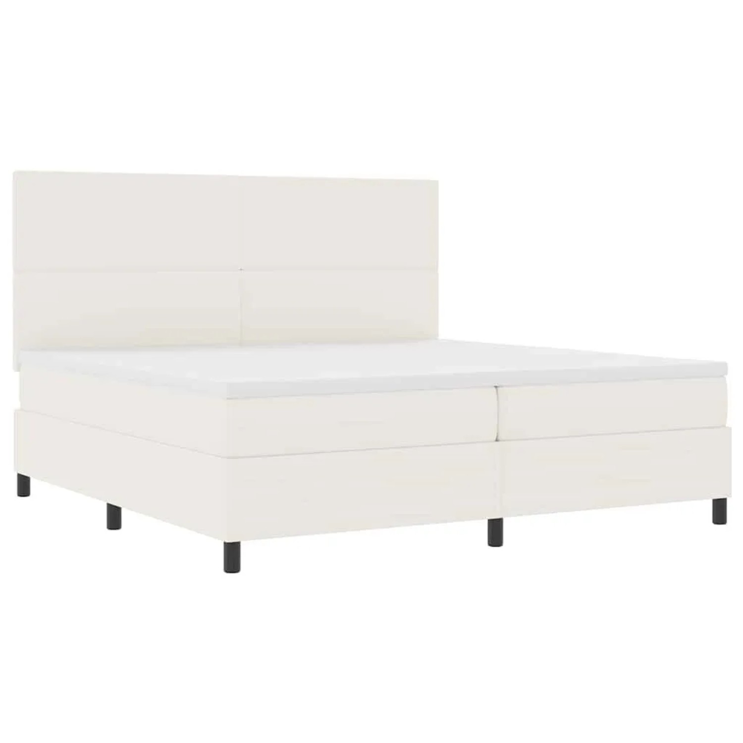 vidaXL Boxspringbett Creme und Weiß 200 x 200 cm Cordstoff 3337573