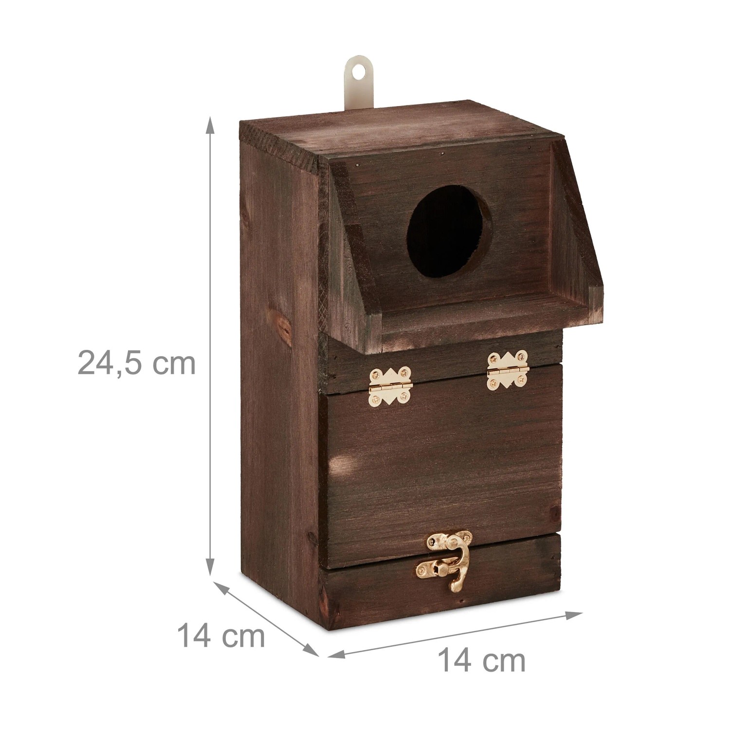 Relaxdays Nistkasten Tannenholz Braun Mit Reinigungsklappe 24,5 cm x 14 cm x 14 cm 0,5 kg_4