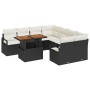 Schwarzes 9-teiliges Garten-Sofa-Set aus Rattan mit Tisch und Stauraum.