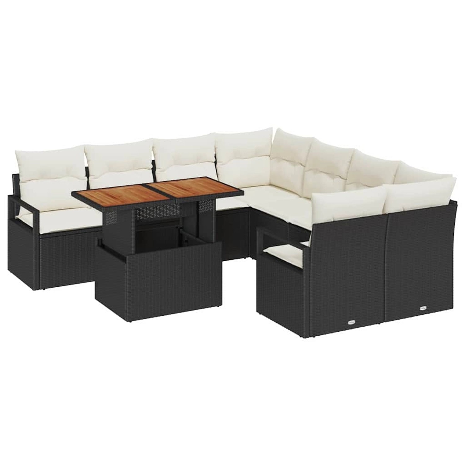 vidaXL Garten-Sofa-Set mit Speicher 9-Tlg Schwarz Poly Rattan 3358427 günstig online kaufen
