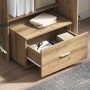vidaXL Schubladenschrank in Artisan-Eiche mit offener Schublade und Büroartikeln.