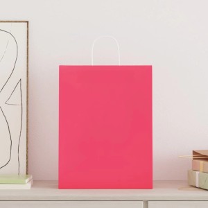 vidaXL Papiertragetaschen 50 Stk mit Henkeln Rosa 32x12x42 cm 4101662