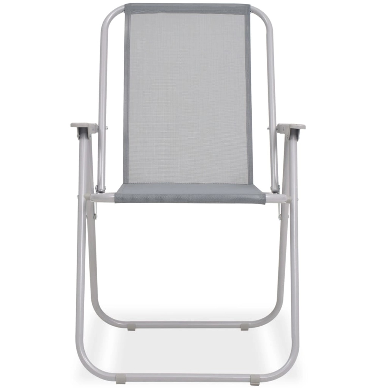 Grauer Gartenstuhl aus Stahl und Textilene, Teil der 8-tlg. vidaXL Essgruppe.