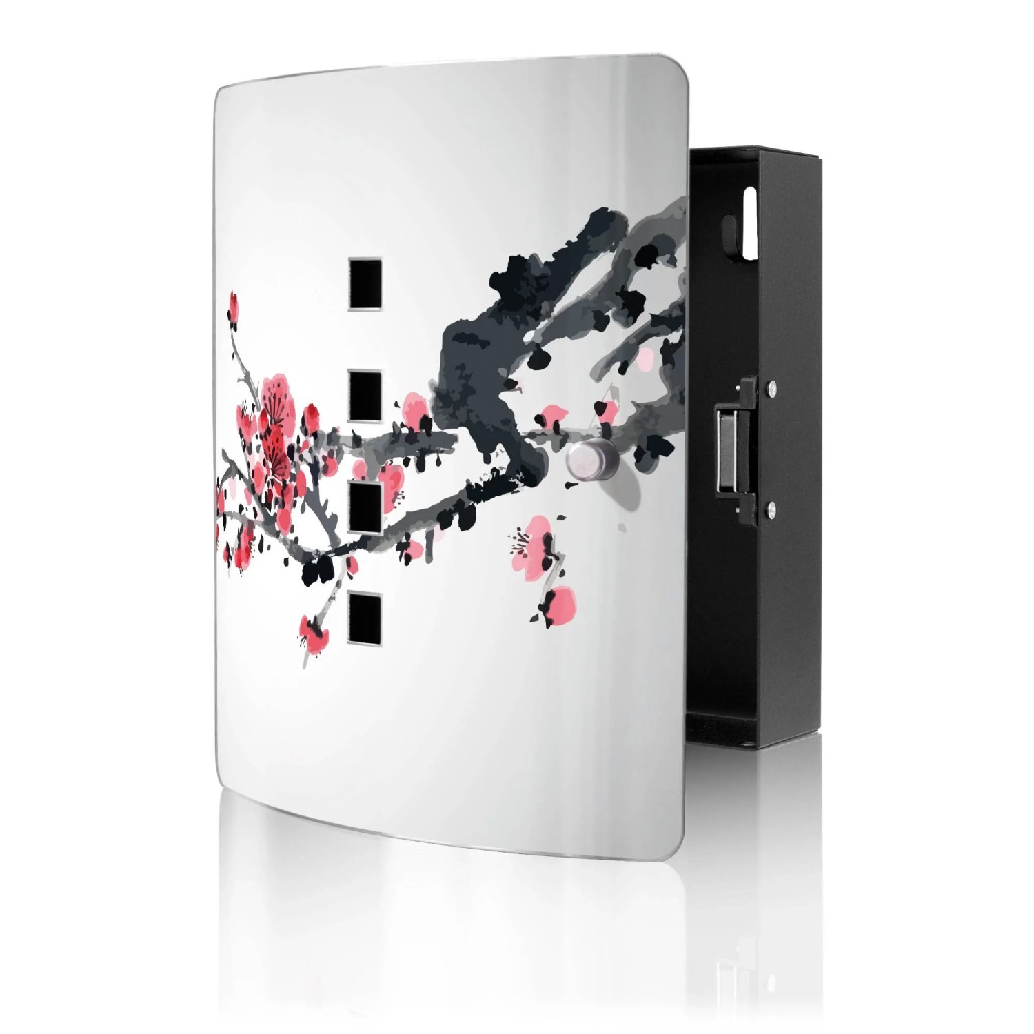 Banjado Design Schlüsselkasten Aus Edelstahl Für 10 Schlüssel 24x21,5x7cm Mit Magnetverschluss Motiv Japanische Blüten 2