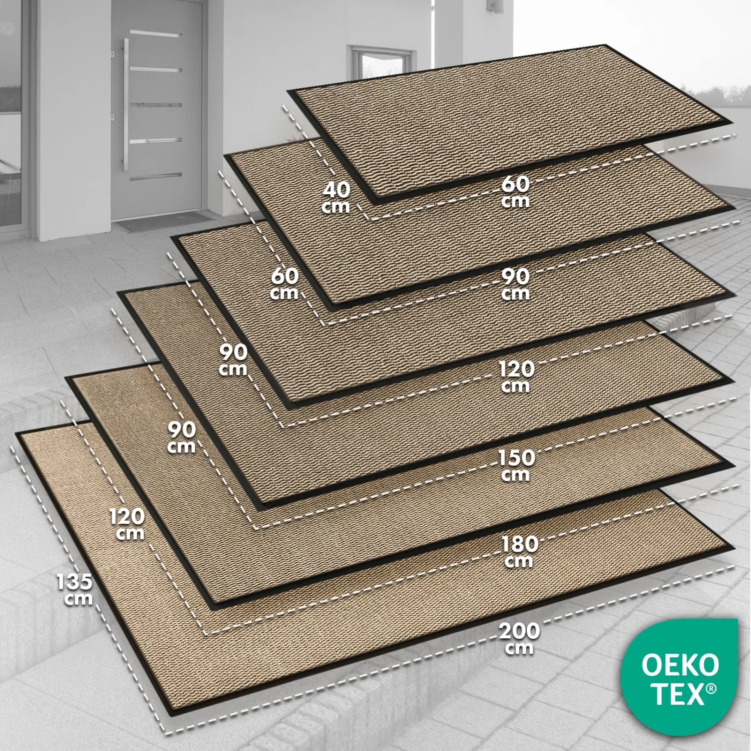 KARAT Schmutzfangmatte SKY Novo, ocker-schwarz, verschiedene Größen. Fußmatte mit TPE-Rücken für Innen- und Außenbereiche.