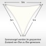 Cremeweißes Toldoro Sonnensegel Dreieck 5x5x5m für Terrasse & Garten.