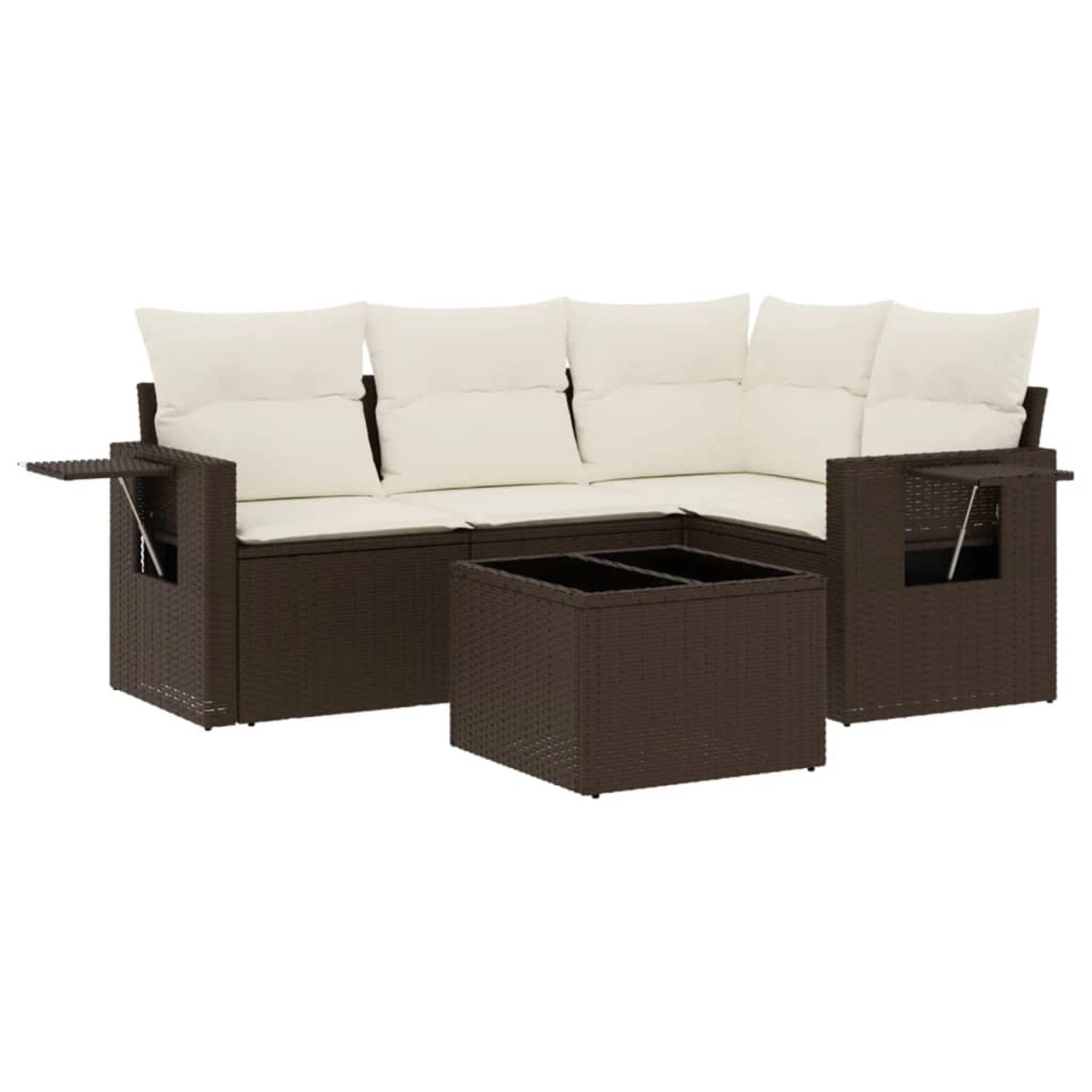 vidaXL 5-Tlg Garten-Sofagarnitur mit Kissen Braun Poly Rattan 3252460 günstig online kaufen