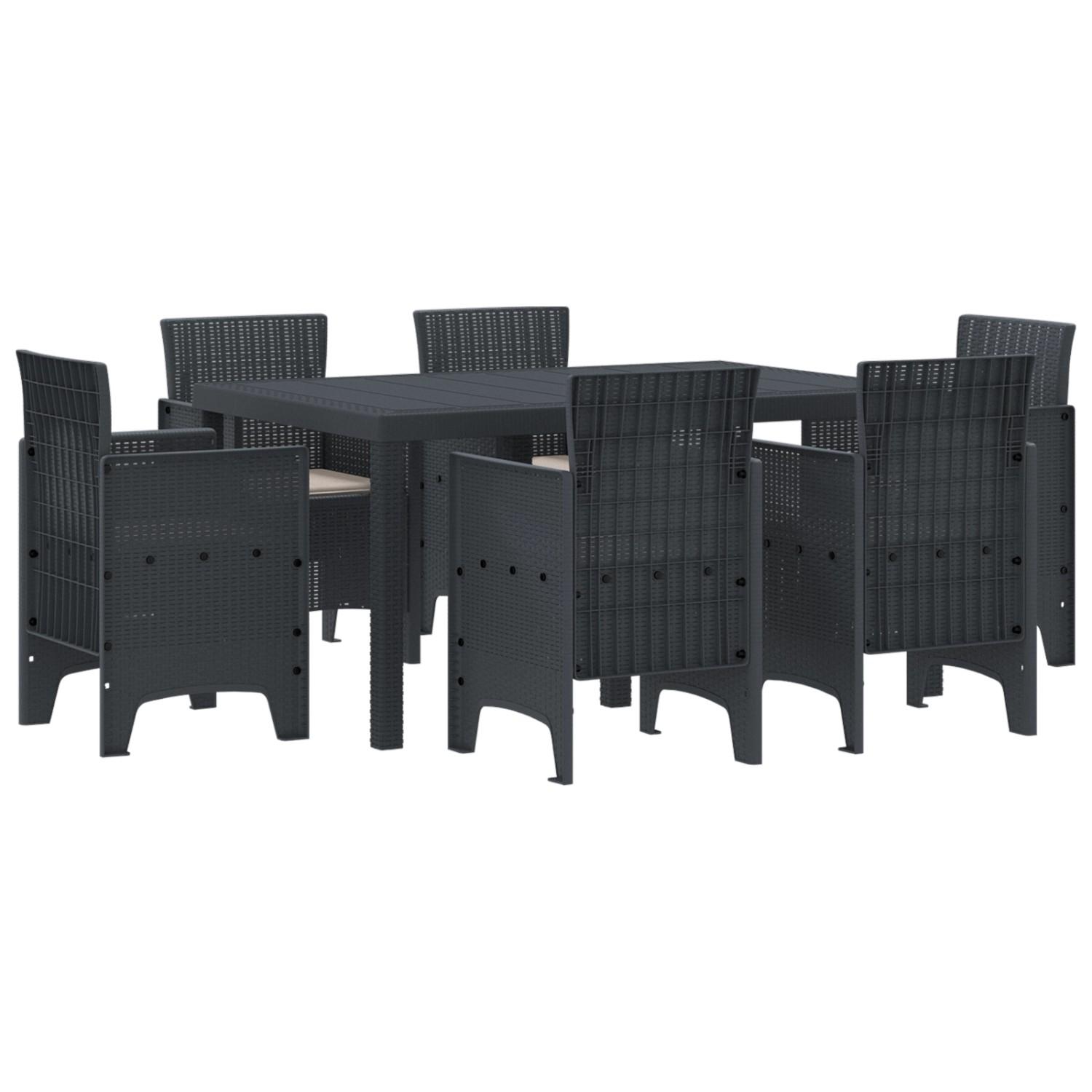 vidaXL 7-Teiliges Garten Essset mit Kissen Anthrazit Poly Rattan 3378553 günstig online kaufen