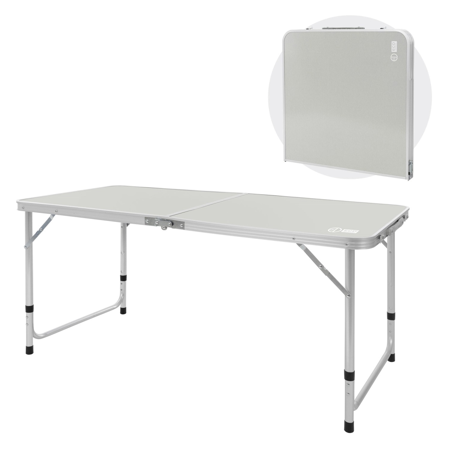 ECD Germany Alu Campingtisch Höhenverstellbar 120x60x54-70 cm Grau Klappbar günstig online kaufen