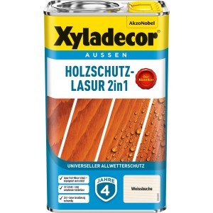 Xyladecor Holzschutz-Lasur 2in1 Weißbuche, 2,5L Dose für den Außenbereich.