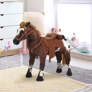 HOMCOM Spielpferd Reitpferd mit Sattel und Steigbügel für Kinder ab 3 Jahren.