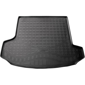 Schwarze Gummi Kofferraumwanne für Skoda Kodiaq 7-Sitzer (ab 2017) mit flacher 3. Sitzreihe.
