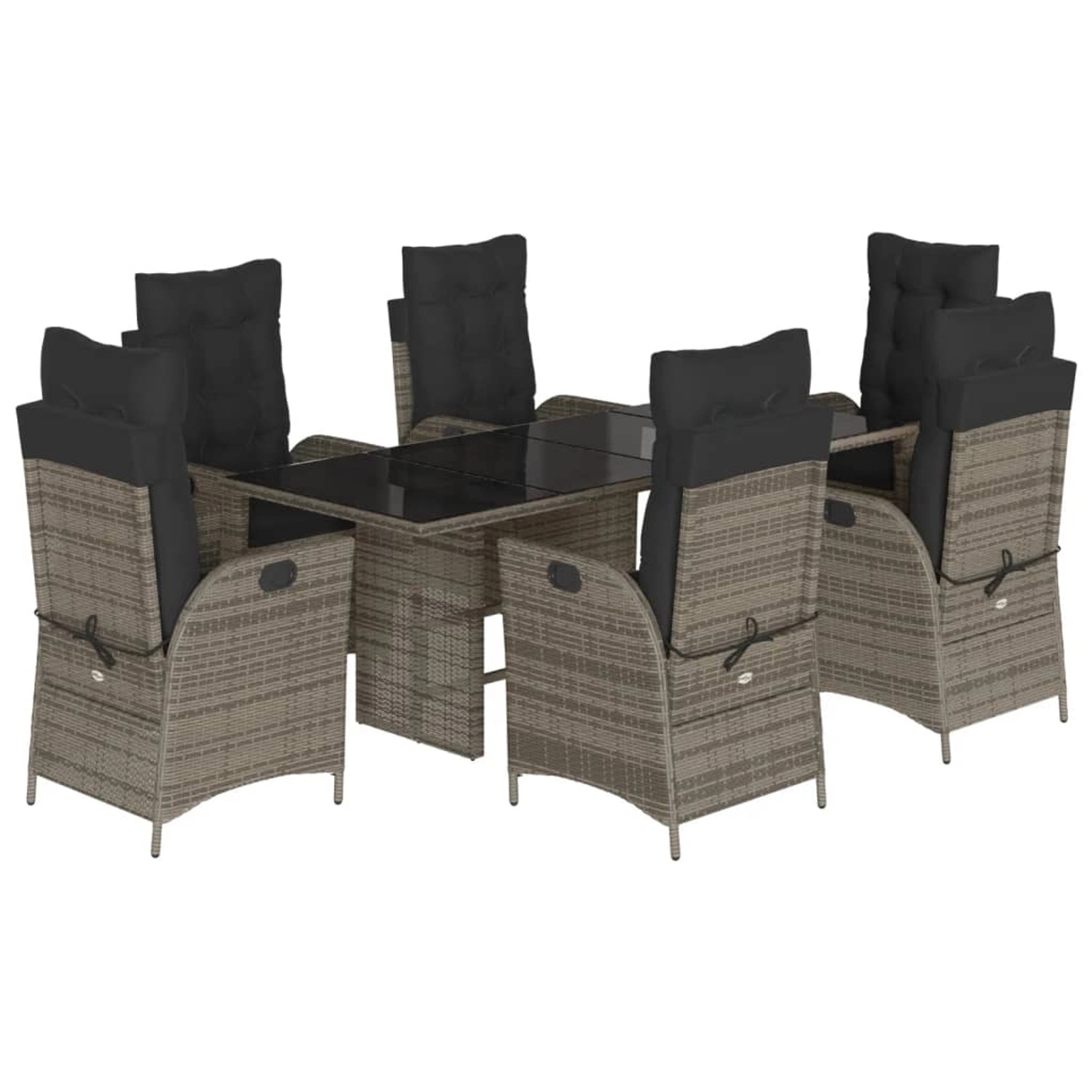 vidaXL 7-Tlg Garten-Essgruppe mit Kissen Grau Poly Rattan 3213121 günstig online kaufen