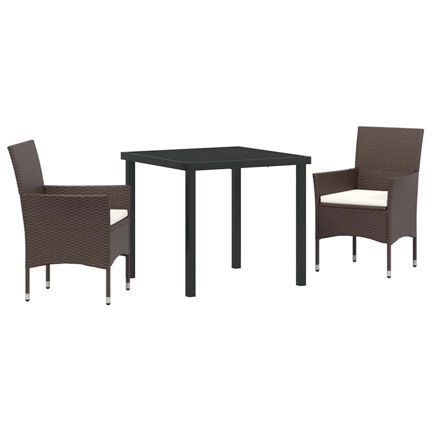 vidaXL 3-Teiliges Garten-Ess-Set in Braun aus Poly Rattan 3379744