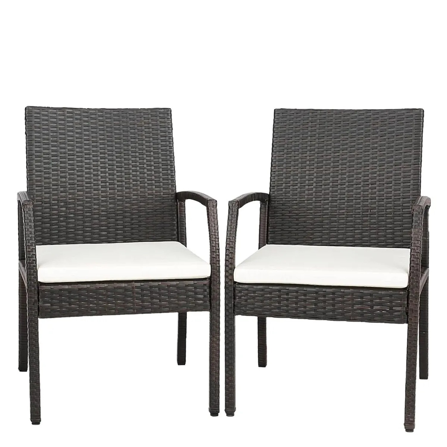 Costway 2er Set Gartenstühle mit Kissen Wetterfest bis 180 kg Belastbar