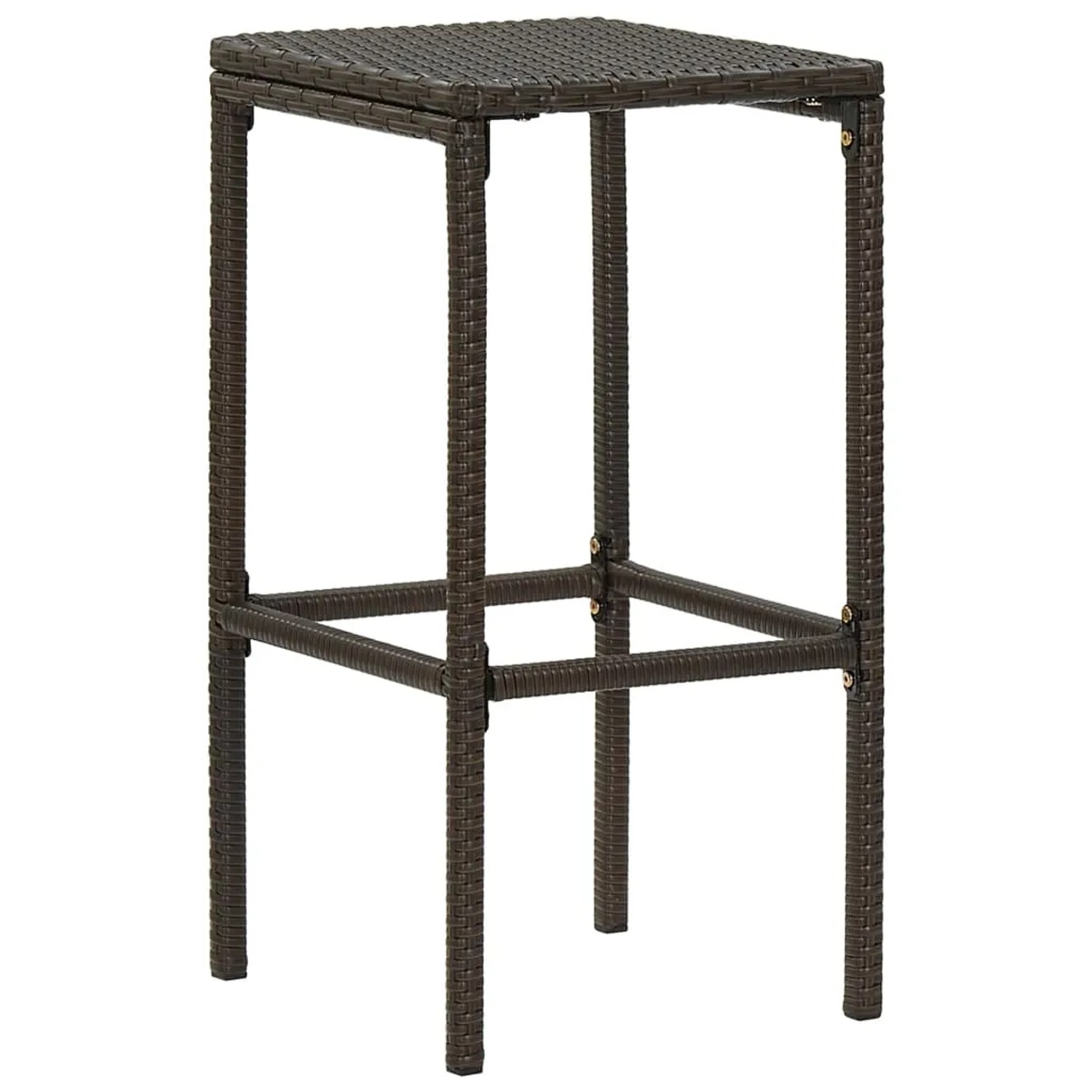 Barhocker aus braunem Rattan, Teil des 3-tlg. vidaXL Gartenbar-Sets.