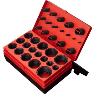 CCLIFE O-Ring Sortiment, 419-teilig, in roter Sortierbox mit Dichtringen aus Gummi in verschiedenen Größen.