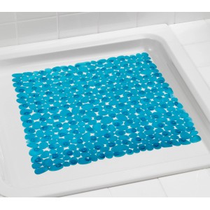 Wenko Duscheinlage Paradise, 54x54 cm, petrolfarben, mit Saugnäpfen in Duschwanne.