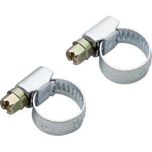 Zwei Schlauchklemmen (Ø 10-16 mm) zur Befestigung von Schlauchverbindern.
