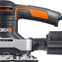 Worx Schwingschleifer WX642.1 mit Staubfangbox, Aluminium-Fußplatte, 270W Leistung.