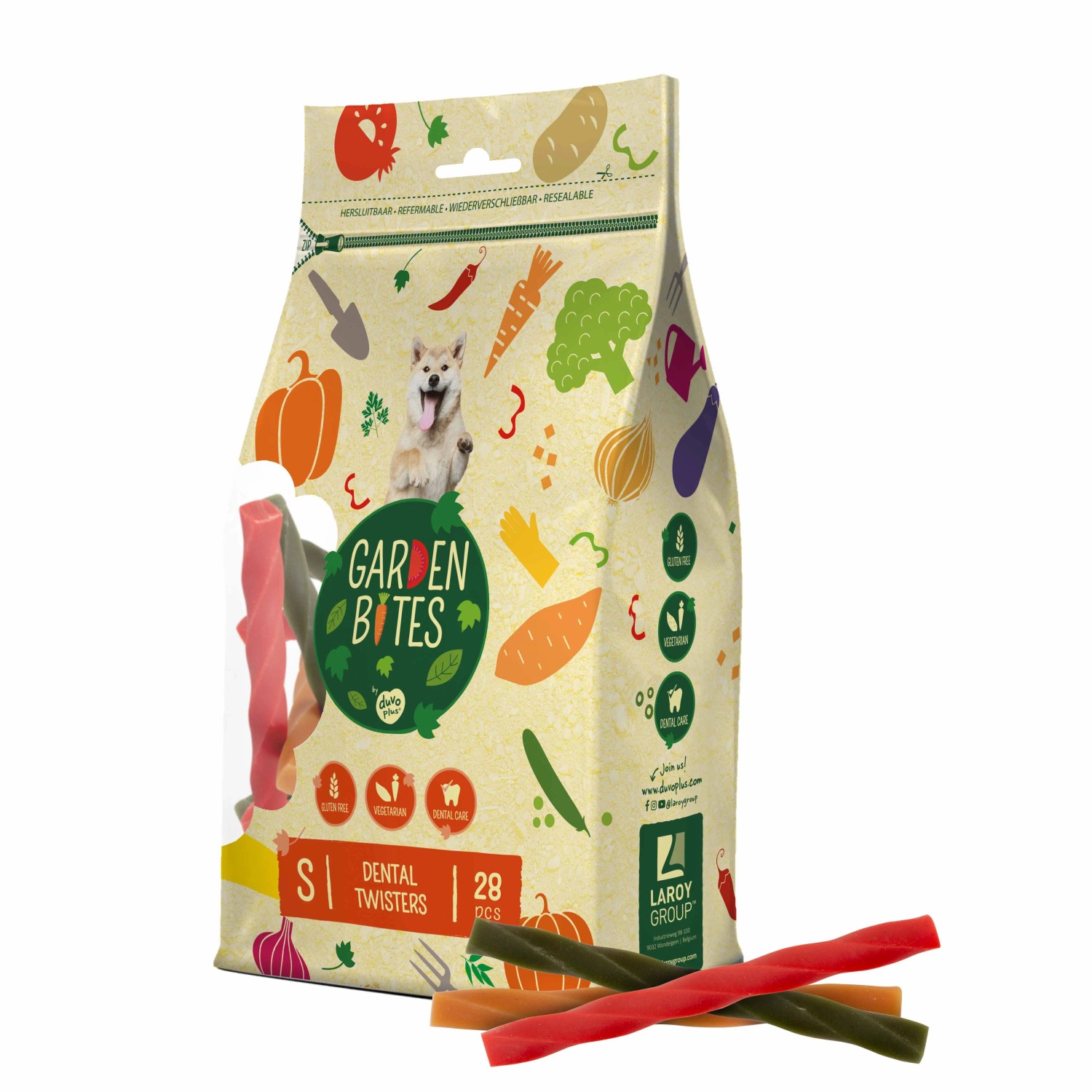 Duvoplus Hunde-Belohnungssnacks Garden Bites Dental Twisters S 28 Stück