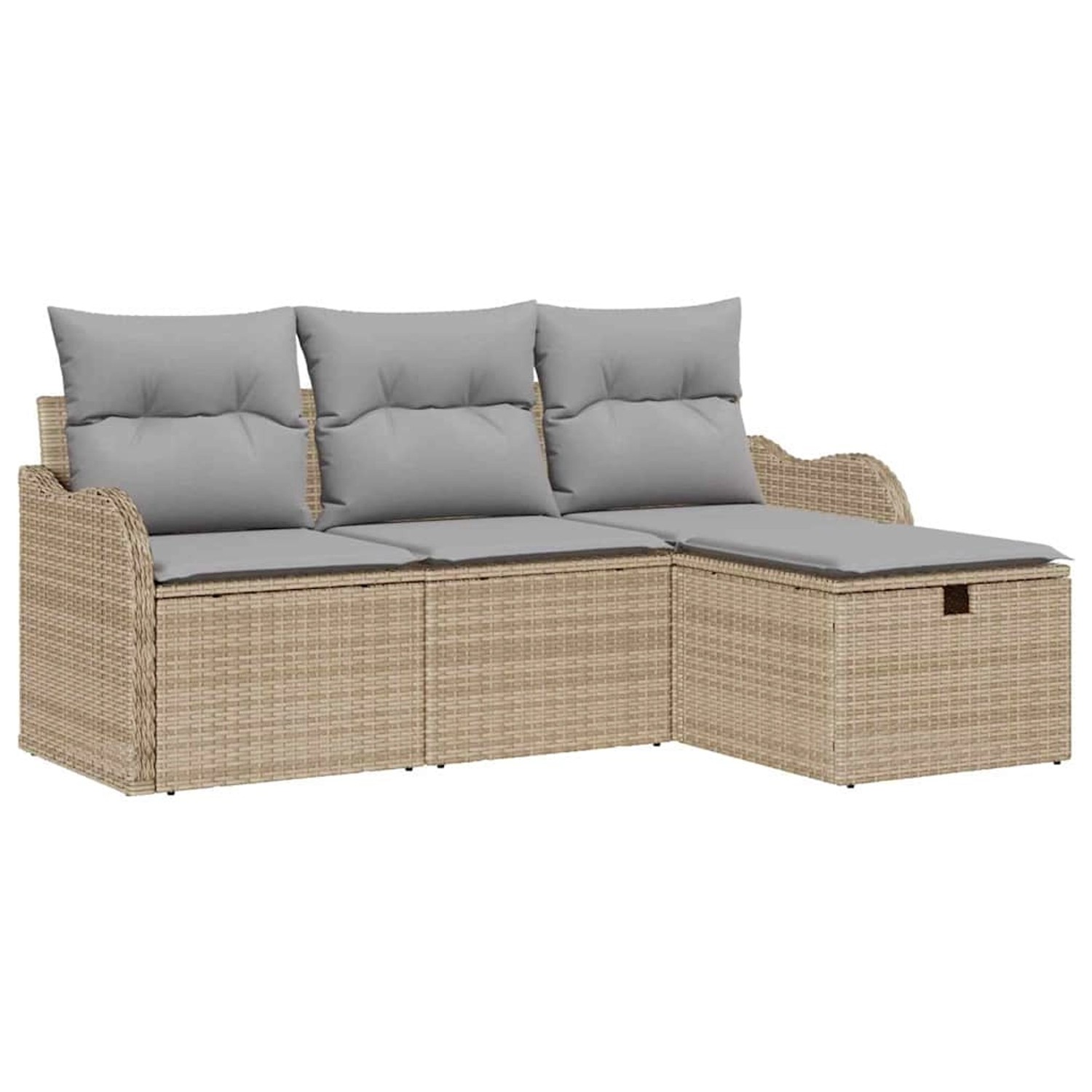 vidaXL Garten-Sofa-Set mit Kissen mit Speicher 4-Tlg Beige Poly Rattan 3360 günstig online kaufen