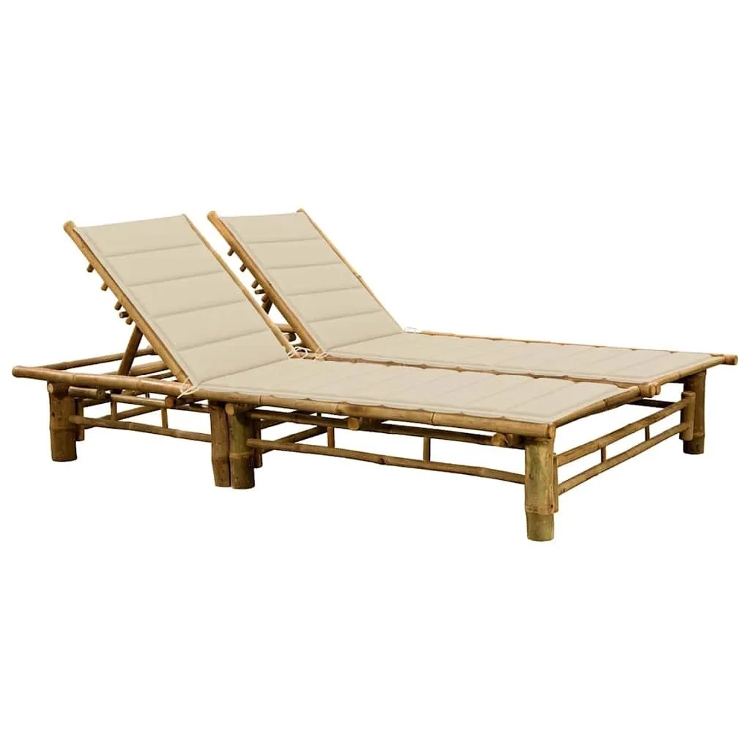 Furnicato Sonnenliege 2 Personen Bambus Beige 200 X 130 X 24 87 Cm