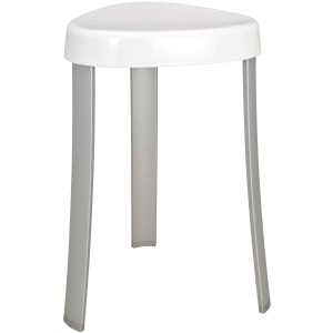 Wenko Badhocker Corrente, weiß, mit dreieckiger Sitzfläche aus Kunststoff und Aluminiumgestell.