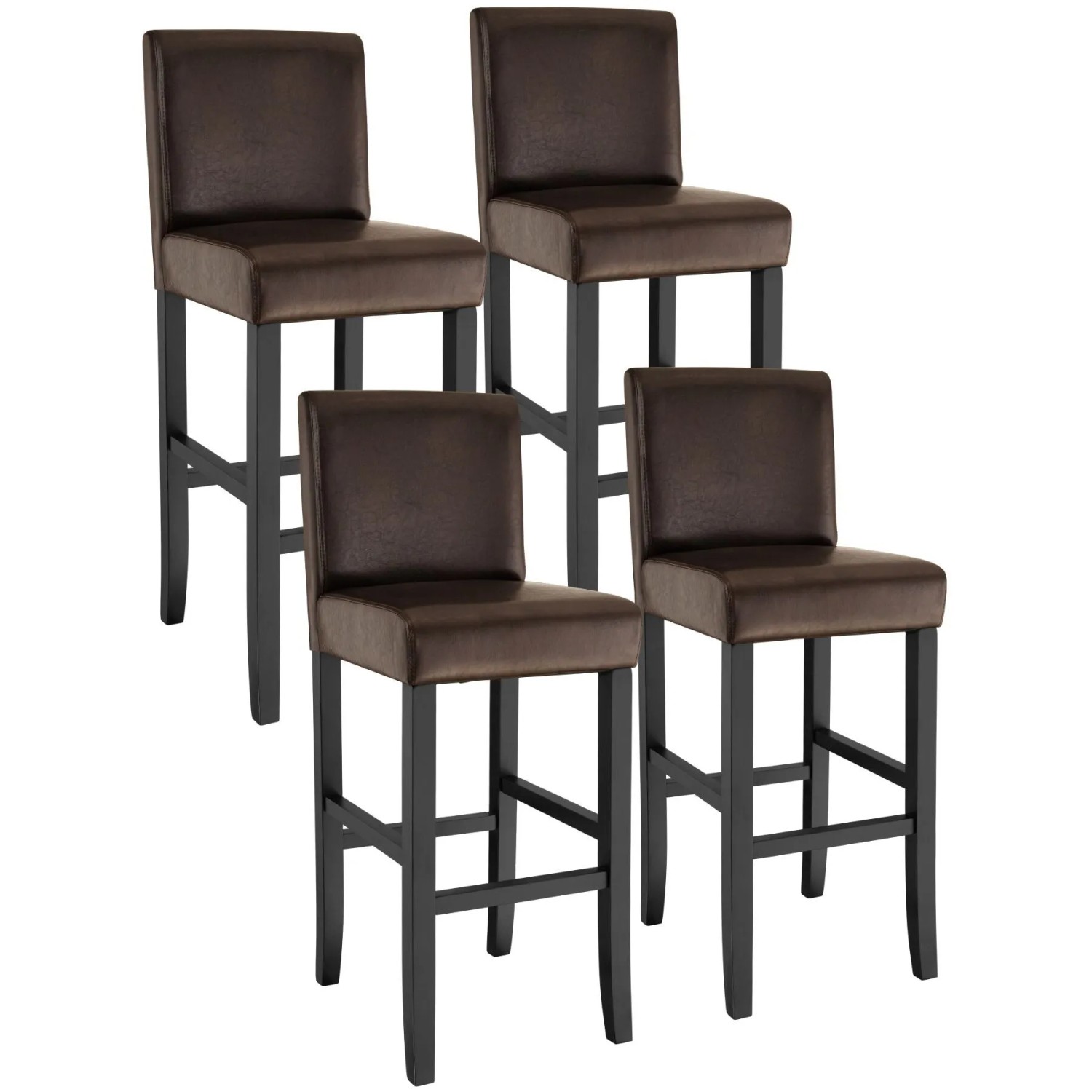 Tectake Barhocker  Gepolstert Mit Rückenlehne Bezug Aus Kunstleder 4Er Set 41 x 40 x 107 cm Braun
