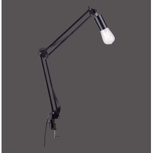 Schwarze Just Light Klemmleuchte Turn me, flexible Design-Tischlampe mit E27 Fassung.
