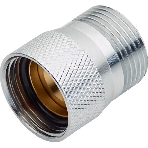 Schlauchplatzsicherung für Waschmaschine, verchromt, mit Gewindeanschluss.