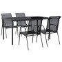 vidaXL Garten-Essgruppe, 5-teilig, schwarz, Stahl/Textilene. Gartentisch mit 4 Stühlen.